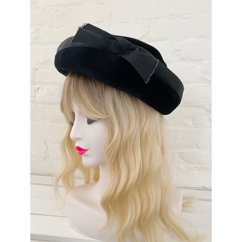 Vintage 1960s Black Wool Wide Brim Hat